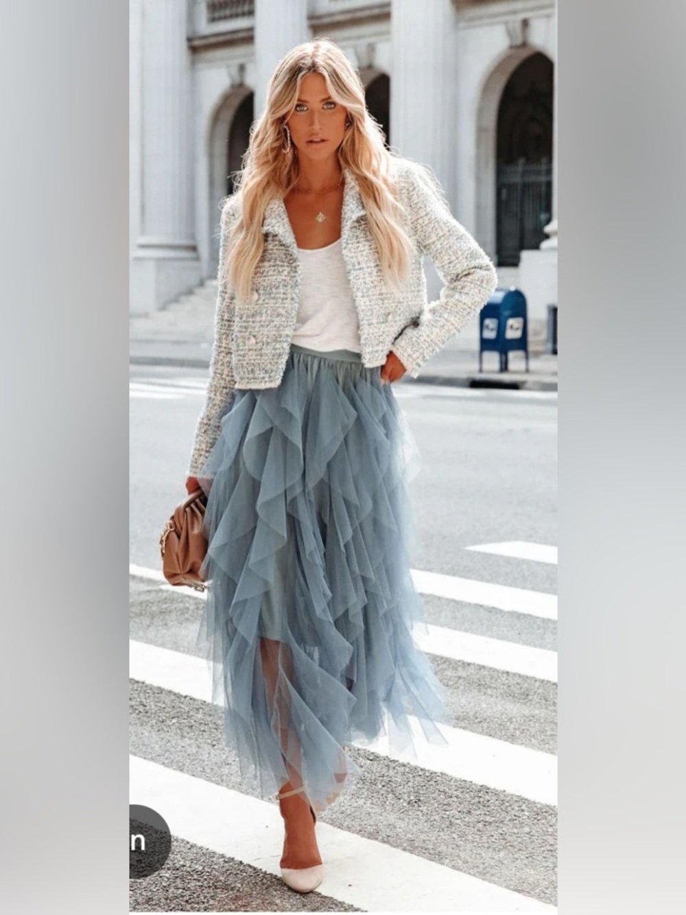Clever Illusions Mesh Skirt in Dusty Blue/Gray